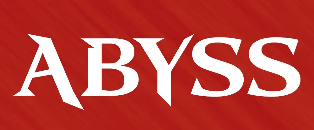 Abyss Text Main Logo on red background